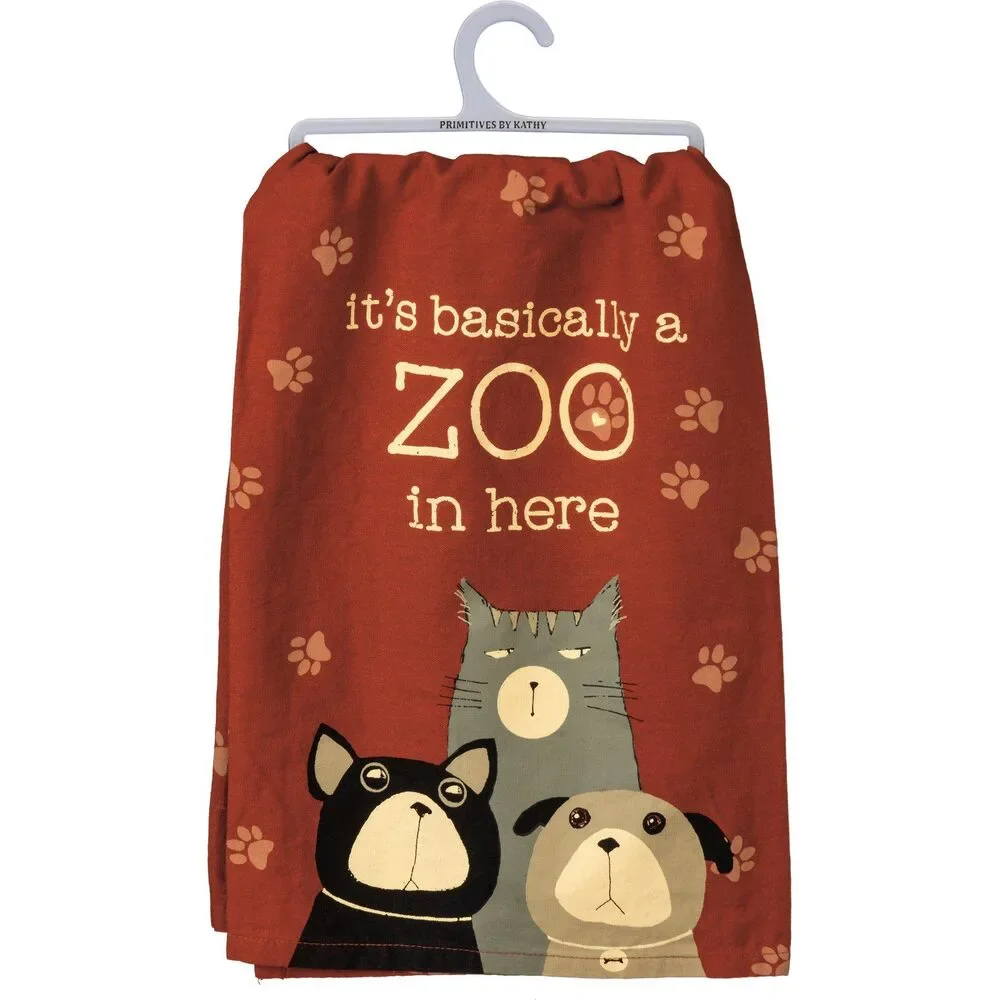 It's Basically A Zoo In Here Dish Cloth Towel | Novelty Silly Tea Towels | Cute